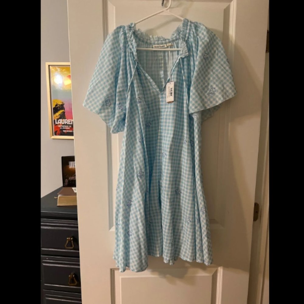 NWT Roller Rabbit Hathi Gingham Temmy Dress Size Large